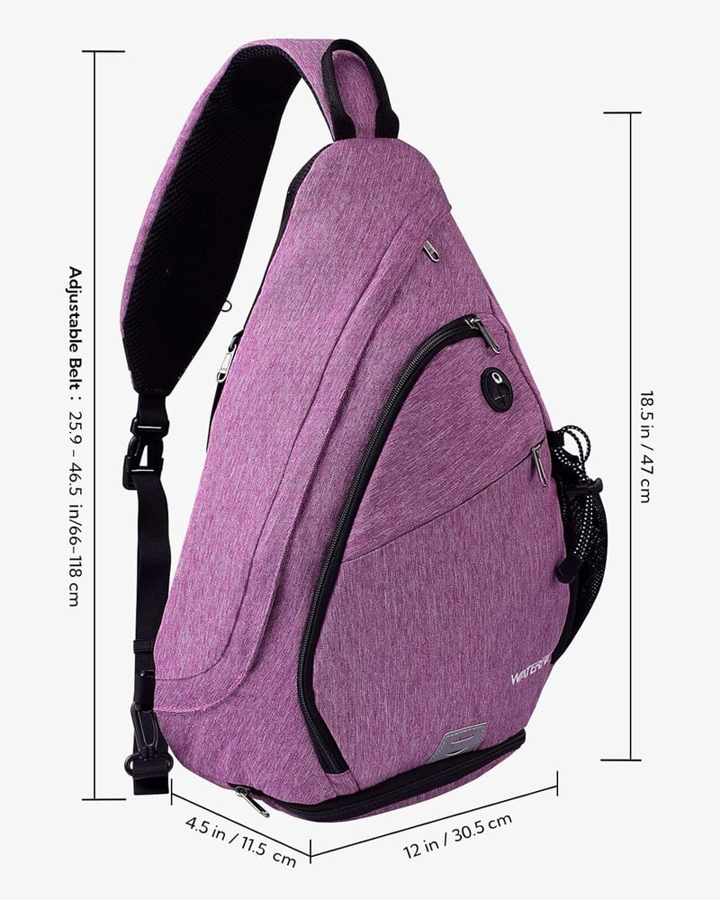 WATERFLY Vízálló Lila Egyvállas Hátizsák - Állítható Pánttal Túrázáshoz, Kerékpározáshoz, Utazáshoz - Unisex Nylon Crossbody Táska