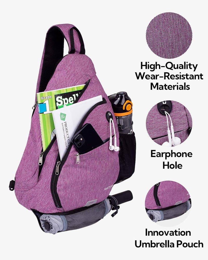 WATERFLY Vízálló Lila Egyvállas Hátizsák - Állítható Pánttal Túrázáshoz, Kerékpározáshoz, Utazáshoz - Unisex Nylon Crossbody Táska