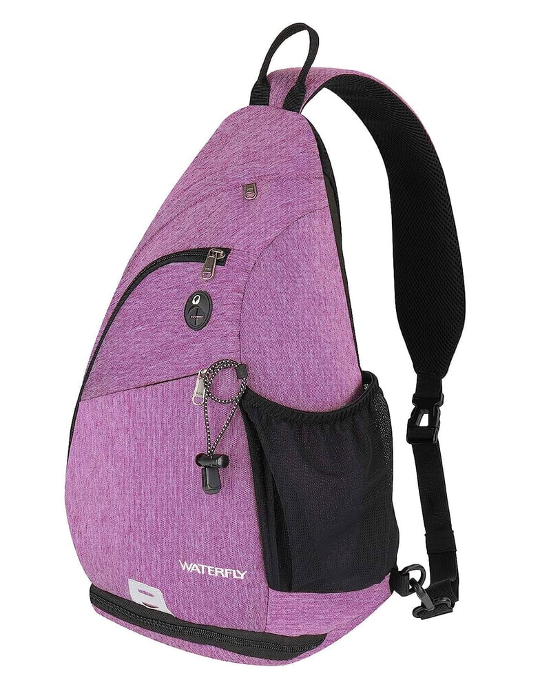 WATERFLY Vodoodolný Fialový Batoh cez Jedno Rameno - Nastaviteľný Popruh na Turistiku, Cyklistiku, Cestovanie - Unisex Nylonová Taška Crossbody