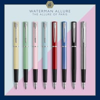 Stilou Waterman Allure - Oțel inoxidabil, accesorii argintii, peniță fină, cerneală albastră 6