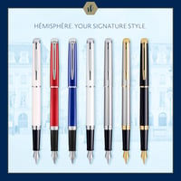 Stilou Waterman Hémisphère - oțel inoxidabil cu ornamente placate cu aur de 23K - peniță fină - cu cutie cadou 7