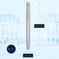 Stilou Waterman Hémisphère - oțel inoxidabil cu ornamente placate cu aur de 23K - peniță fină - cu cutie cadou 3