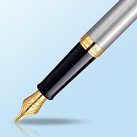 Stilou Waterman Hémisphère - oțel inoxidabil cu ornamente placate cu aur de 23K - peniță fină - cu cutie cadou 4