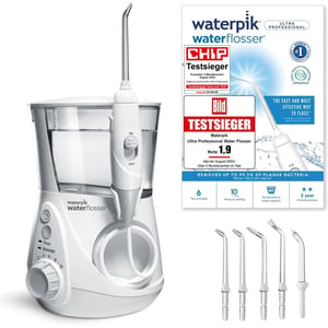 Waterpik WP-660EU Ultra Professional oralni tuš za zube, 10 razina pritiska, 6 nastavaka, bijeli, rabljeno stanje (stanje: vidi 2. sliku)