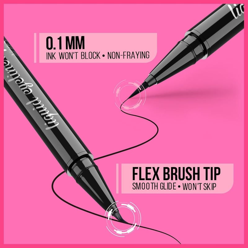 Waterproof Eyeliner Pen Precíz Ecsettel, Vízálló Szemceruza Nőknek Fekete