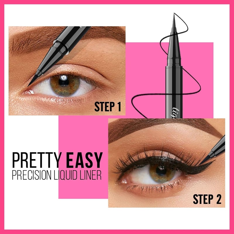 Waterproof Eyeliner Pen Precíz Ecsettel, Vízálló Szemceruza Nőknek Fekete