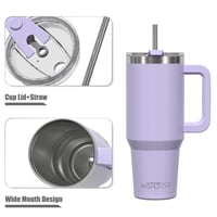 WATERSY 20 oz Termosový hrnček na kávu fialový, dvojstenný vákuovo izolovaný pohár z nehrdzavejúcej ocele, nepriepustný s rukoväťou a slamkou, 591 ml 3