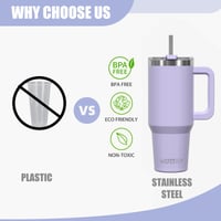 WATERSY 20 oz Termosový hrnček na kávu fialový, dvojstenný vákuovo izolovaný pohár z nehrdzavejúcej ocele, nepriepustný s rukoväťou a slamkou, 591 ml 5