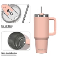 WATERSY 20 oz termohrnček na kávu, nerezová oceľ, dvojitá stena, vákuová izolácia, cestovný hrnček s uškom a slamkou, ružový 3