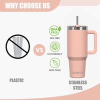 WATERSY 20 oz termohrnček na kávu, nerezová oceľ, dvojitá stena, vákuová izolácia, cestovný hrnček s uškom a slamkou, ružový 6