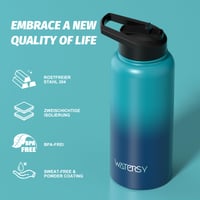 Nerezová termoska WATERSY, 946 ml, vákuovo izolovaná dvojstenná športová fľaša s 2 uzávermi, nepriepustná, zelená, na šport a do školy 5