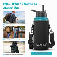 Nerezová termoska WATERSY, 946 ml, vákuovo izolovaná dvojstenná športová fľaša s 2 uzávermi, nepriepustná, zelená, na šport a do školy 4