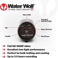 WaterWolf 2.0 WiFi podvodná akčná kamera na rybolov – 1080p HD, 120° široký uhol záberu, vodotesnosť 100 m, čierna, vrátane príslušenstva 6