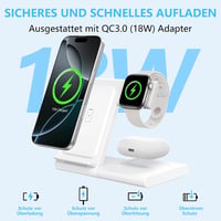 WATOE 3 az 1-ben vezeték nélküli töltőállomás iPhone / Apple Watch / AirPods - fehér 4