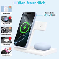 WATOE 3 az 1-ben vezeték nélküli töltőállomás iPhone / Apple Watch / AirPods - fehér 5