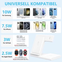 WATOE 3 az 1-ben vezeték nélküli töltőállomás iPhone / Apple Watch / AirPods - fehér 3
