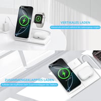 WATOE 3 az 1-ben vezeték nélküli töltőállomás iPhone / Apple Watch / AirPods - fehér 2
