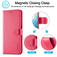 Flip puzdro WAURZ na Samsung Galaxy A54 5G s priehradkou na karty a magnetickým stojanom - ružovo-červené 2
