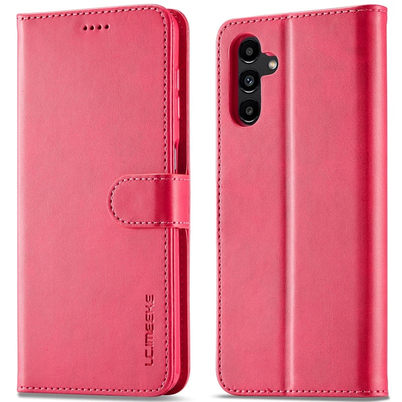 Flip puzdro WAURZ na Samsung Galaxy A54 5G s priehradkou na karty a magnetickým stojanom - ružovo-červené
