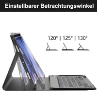 WAVATA Klávesnicové puzdro pre tablet Samsung Galaxy Tab S10+ 2024 / S9 FE+ / S9 Plus 12,4 palca, čierne, s odnímateľnou Bluetooth klávesnicou QWERTZ 5