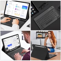 WAVATA Klávesnicové puzdro pre tablet Samsung Galaxy Tab S10+ 2024 / S9 FE+ / S9 Plus 12,4 palca, čierne, s odnímateľnou Bluetooth klávesnicou QWERTZ 7