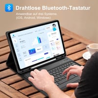 WAVATA Klávesnicové puzdro pre tablet Samsung Galaxy Tab S10+ 2024 / S9 FE+ / S9 Plus 12,4 palca, čierne, s odnímateľnou Bluetooth klávesnicou QWERTZ 3