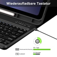 WAVATA Klávesnicové puzdro pre tablet Samsung Galaxy Tab S10+ 2024 / S9 FE+ / S9 Plus 12,4 palca, čierne, s odnímateľnou Bluetooth klávesnicou QWERTZ 4