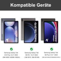 WAVATA Klávesnicové puzdro pre tablet Samsung Galaxy Tab S10+ 2024 / S9 FE+ / S9 Plus 12,4 palca, čierne, s odnímateľnou Bluetooth klávesnicou QWERTZ 2