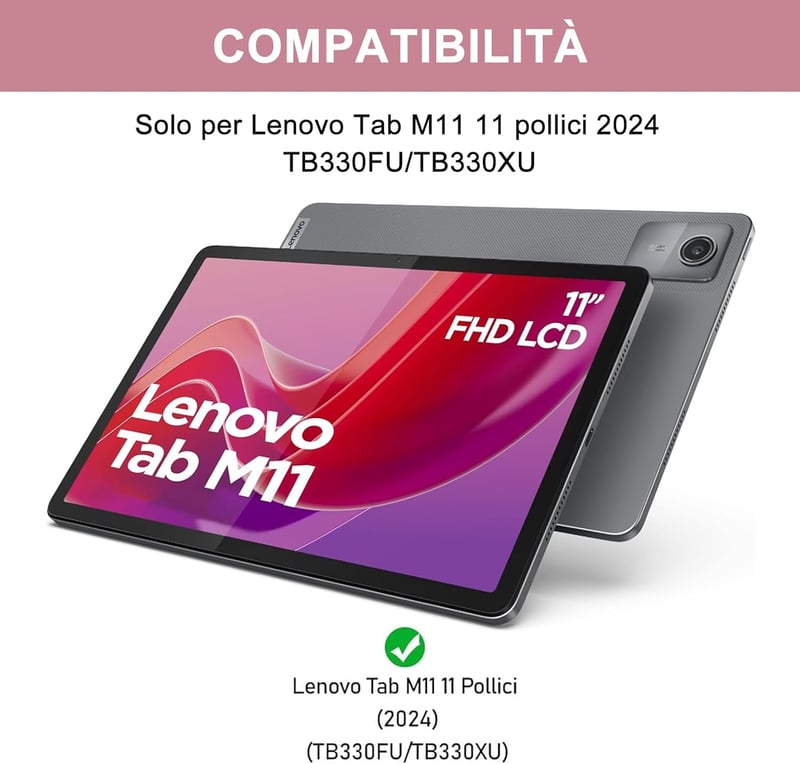 WAVATA Lenovo Tab M11 2024 Bluetooth billentyűzet tok Pink mágneses leválasztható