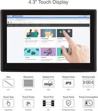 Waveshare 4.3" DSI LCD kijelző tokkal Raspberry Pi 4B-hez, 800×480, kapacitív érintős 2