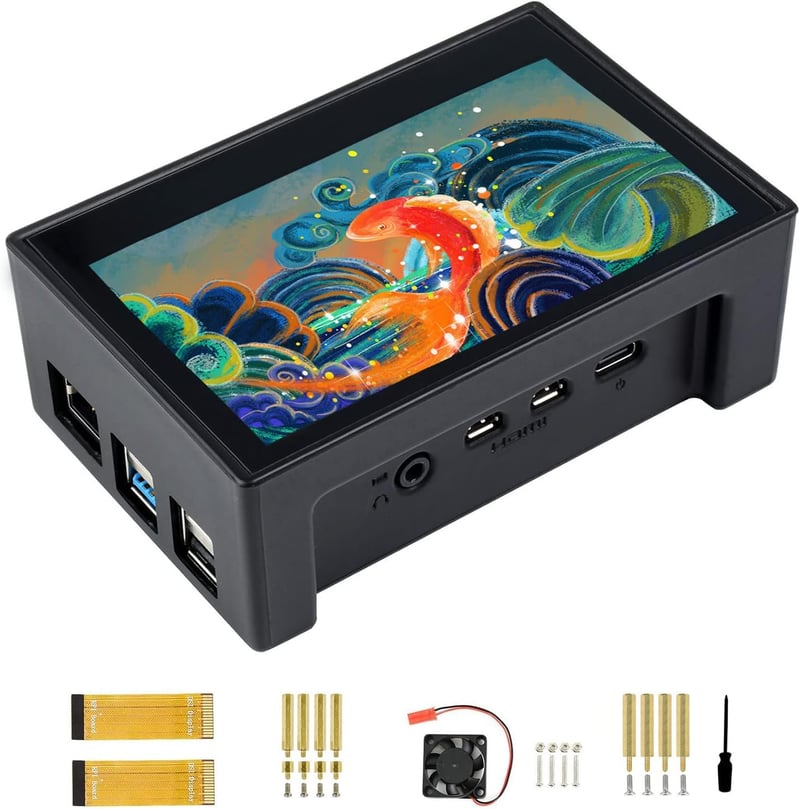 Waveshare 4.3" DSI LCD kijelző tokkal Raspberry Pi 4B-hez, 800×480, kapacitív érintős