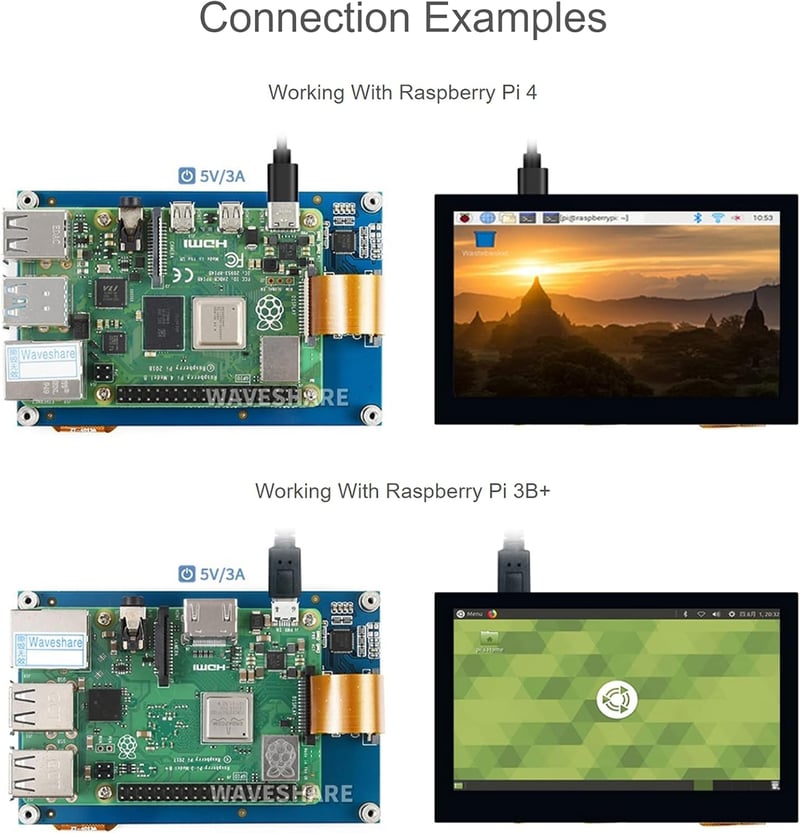 Waveshare 4.3" DSI LCD kijelző Raspberry Pi-hez 800×480 IPS érintőképernyő