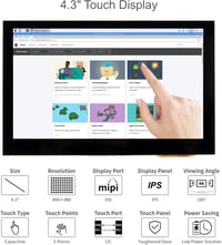 Waveshare 4.3" DSI LCD kijelző Raspberry Pi-hez 800×480 IPS érintőképernyő 3
