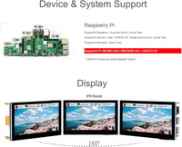 Waveshare 4.3" DSI LCD kijelző Raspberry Pi-hez 800×480 IPS érintőképernyő 4