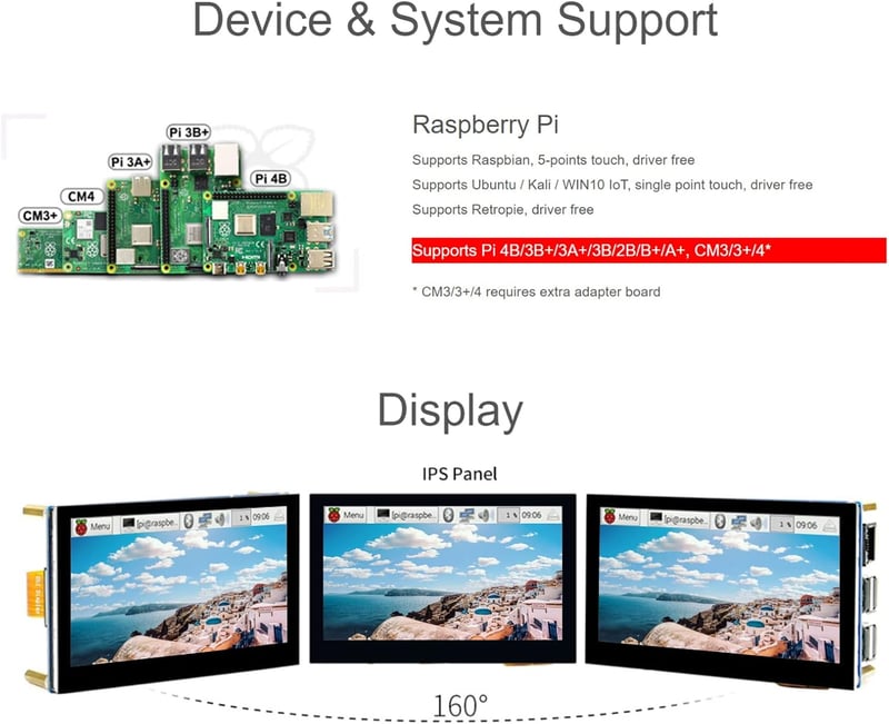 Waveshare 4.3" DSI LCD kijelző Raspberry Pi-hez 800×480 IPS érintőképernyő