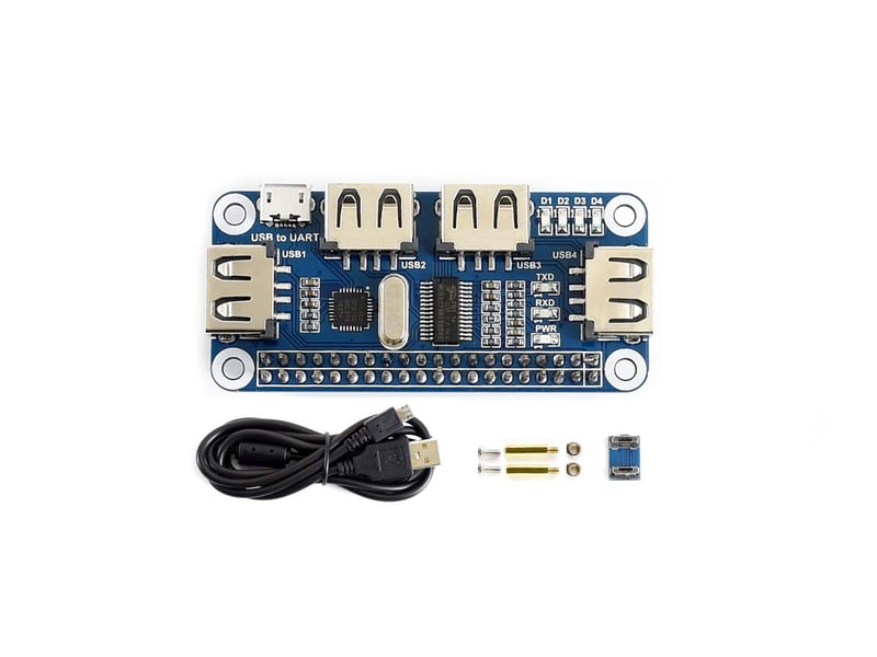Waveshare 4-portni USB HUB HAT za Raspberry Pi Zero/4B/3B/3B+
