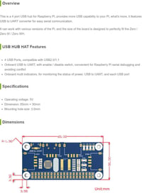 Waveshare 4 portos USB HUB HAT Raspberry Pi Zero A+ B+ 2 3 számára 3