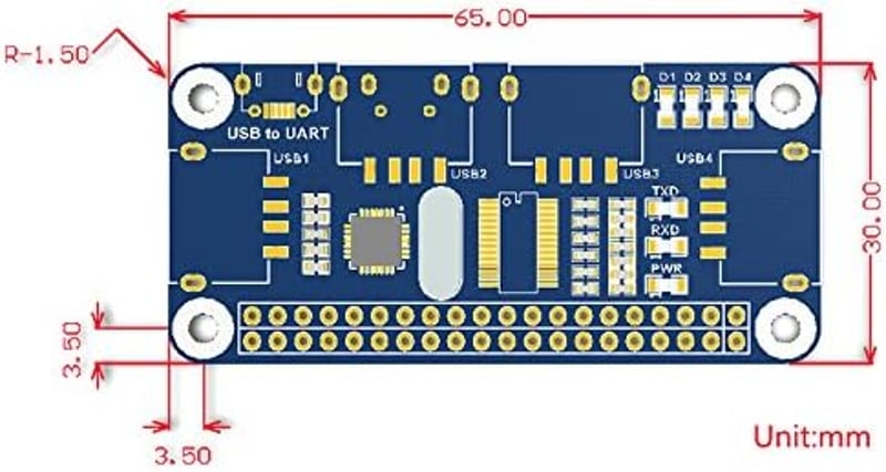 Waveshare 4 portos USB HUB HAT Raspberry Pi Zero A+ B+ 2 3 számára