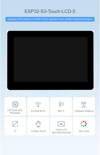 Waveshare ESP32-S3 5 hüvelykes kapacitív érintőképernyős fejlesztőpanel WiFi és Bluetooth 2