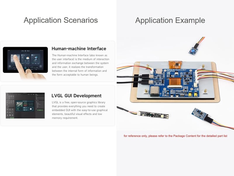 Waveshare ESP32-S3 7 hüvelykes érintőképernyős fejlesztői panel Wi-Fi Bluetooth