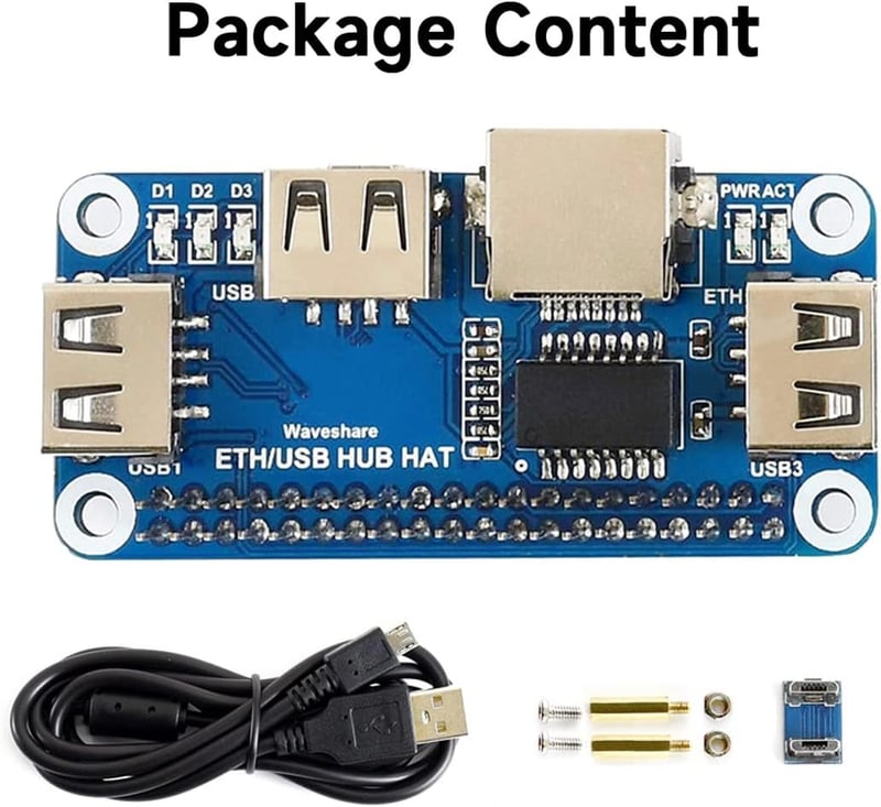 Waveshare Ethernet/USB HUB modul Raspberry Pi-hez, RJ45 és 3 USB port