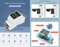 Waveshare ipari soros szerver RS485–RJ45 Ethernet Modbus gateway, sínre szerelhető - 2 db 2