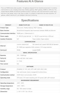 Waveshare ipari soros szerver RS485–RJ45 Ethernet Modbus gateway, sínre szerelhető - 2 db 3