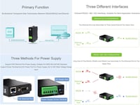 Waveshare RS232/485/422 RJ45 Ethernet Konverter Modbus Gateway POE 3