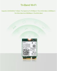 Waveshare WiFi 7 BE200 M.2 E Key hálózati adapter, Bluetooth 5.4, tri-band 4