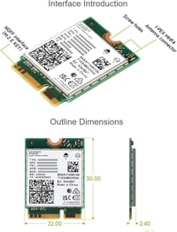Waveshare WiFi 7 BE200 M.2 E Key hálózati adapter, Bluetooth 5.4, tri-band 8