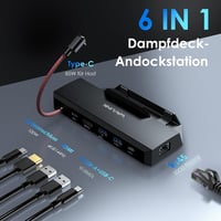 WAVLINK 6 az 1-ben Steam Deck dokkoló HDMI 2.1 4K 144 Hz, 100 W PD, 3x 10G USB 3.2, Gigabit RJ45, ROG Ally 2