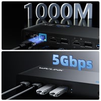 Stație de andocare WAVLINK DisplayLink USB-C - 2x HDMI și DP, Gigabit Ethernet, 6x USB 3.0, Audio, Microfon, compatibilă cu Mac OS și Windows 6