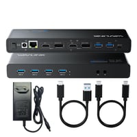 Stație de andocare WAVLINK DisplayLink USB-C - 2x HDMI și DP, Gigabit Ethernet, 6x USB 3.0, Audio, Microfon, compatibilă cu Mac OS și Windows 1
