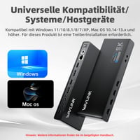 Stație de andocare WAVLINK DisplayLink USB-C - 2x HDMI și DP, Gigabit Ethernet, 6x USB 3.0, Audio, Microfon, compatibilă cu Mac OS și Windows 7
